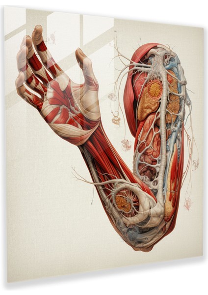 Tıp Anatomisi Cam Baskı - Tıp, Tıbbi Illüstrasyon, Gerçekçi, Karmaşık Detaylar, 70X70
