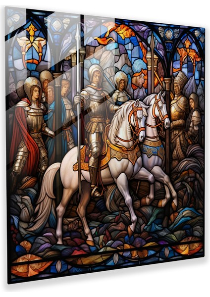 Regal Glass Baskı - Ortaçağ Vitray Pencere Sanat Eseri - Ev Dekorasyonu, 30X30