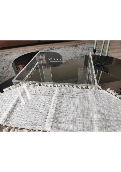 Orta Kare Pleksi Servis Sunucu, Şeffaf Akrilik Sergileme Kasesi, Dessert Stand 25 x 25 x 25 cm modelleri
