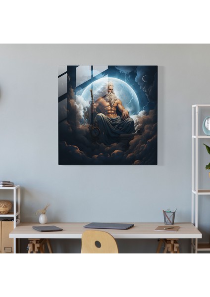 Efsanevi Ilahiyat Cam Baskı - Olimpos Dağı'nda Zeus, 30X30