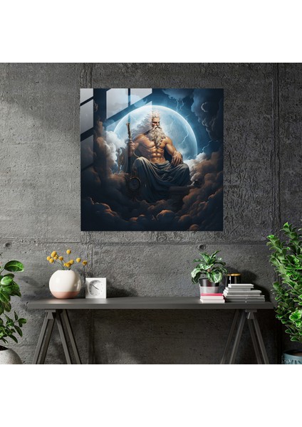 Efsanevi Ilahiyat Cam Baskı - Olimpos Dağı'nda Zeus, 30X30