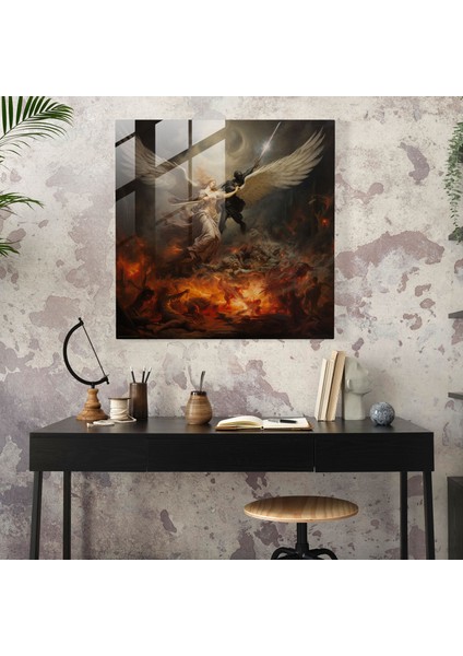 Göksel Düello Cam Baskı - Cennet ve Cehennemin Çatışması, 30X30