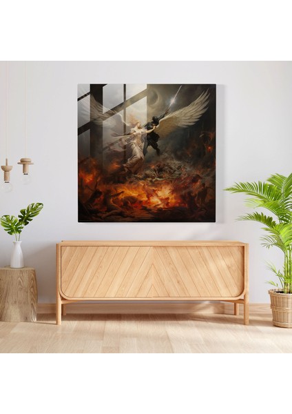 Göksel Düello Cam Baskı - Cennet ve Cehennemin Çatışması, 30X30