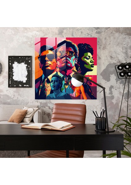 Göz Alıcı Cam Baskı - Pop Art Illüstrasyon Cam Duvar Sanatı - Cesur Ev Dekorasyonu Cam Baskı - Canlı Ikonik Figürler Cam Sanatı, 30X30 fiyatları