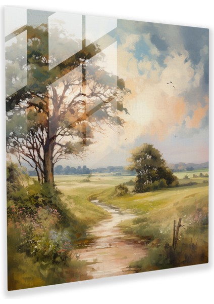 Rüya Gibi Cam Baskı - Yumuşak ve Nostaljik Ambiyansa Sahip Rüya Gibi Kırsal Manzara - Romantik Empresyonist Manzara Cam Duvar Sanatı - Ev Dekorasyonu ve Duvar Dekoru - Modern Sanat Eseri, 30X30
