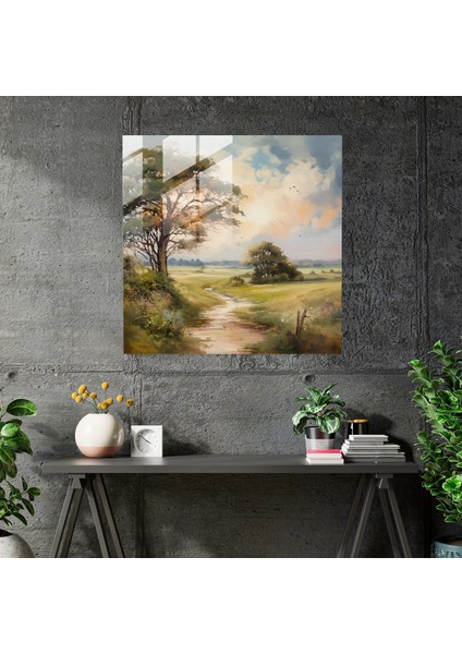 Rüya Gibi Cam Baskı - Yumuşak ve Nostaljik Ambiyansa Sahip Rüya Gibi Kırsal Manzara - Romantik Empresyonist Manzara Cam Duvar Sanatı - Ev Dekorasyonu ve Duvar Dekoru - Modern Sanat Eseri, 30X30 fiyatları
