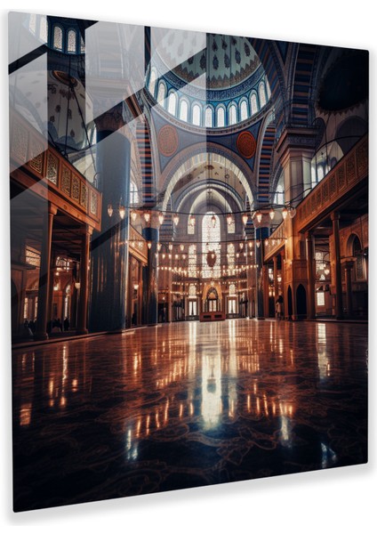 Osmanlı Imparatorluğu Cam Baskı - Geleneksel Cami - Osmanlı Imparatorluğu, Modern Sanat, Cam Duvar Sanatı, Cam Sanatı, 50X50
