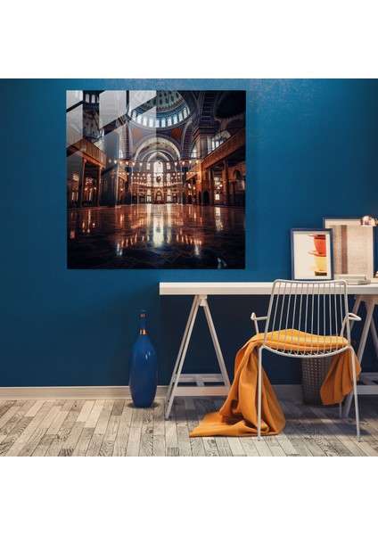 Osmanlı Imparatorluğu Cam Baskı - Geleneksel Cami - Osmanlı Imparatorluğu, Modern Sanat, Cam Duvar Sanatı, Cam Sanatı, 50X50 modelleri