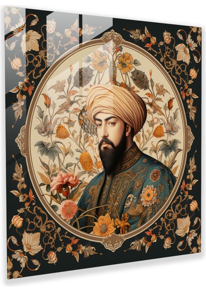 Osmanlı Imparatorluğu Cam Baskı - Sultan Portresi - Osmanlı Imparatorluğu, Ev Dekorasyonu, Duvar Süslemesi, Modern Sanat, 30X30