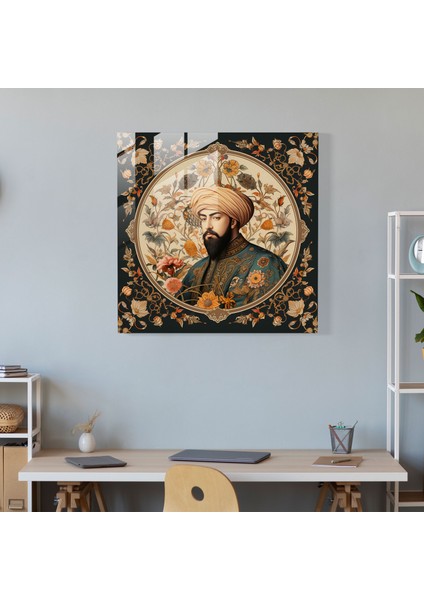 Osmanlı Imparatorluğu Cam Baskı - Sultan Portresi - Osmanlı Imparatorluğu, Ev Dekorasyonu, Duvar Süslemesi, Modern Sanat, 30X30