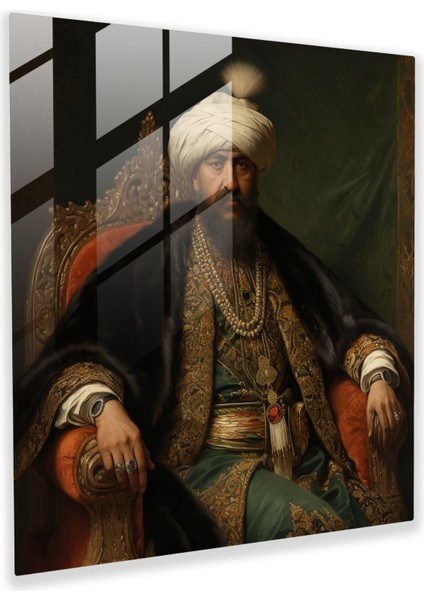 Osmanlı Imparatorluğu Cam Baskı - Regal Sultan - Osmanlı Imparatorluğu, Modern Sanat, Cam Duvar Sanatı, Cam Sanatı, 30X30