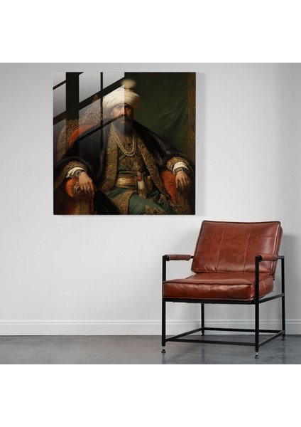 Osmanlı Imparatorluğu Cam Baskı - Regal Sultan - Osmanlı Imparatorluğu, Modern Sanat, Cam Duvar Sanatı, Cam Sanatı, 30X30