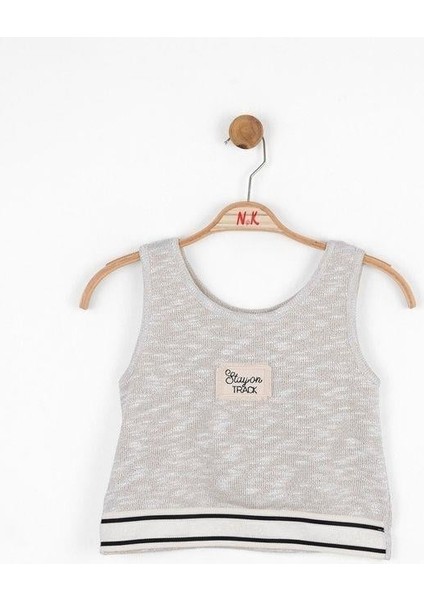 Kız Çocuk Simli Triko Kumaş Crop Bluz