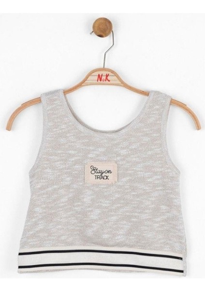 Kız Çocuk Simli Triko Kumaş Crop Bluz