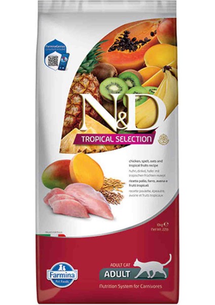 Tropical Selection Adult Kedi 10 kg Tavuk Etli Tropikal Meyveli Yetişkin Kedi Maması