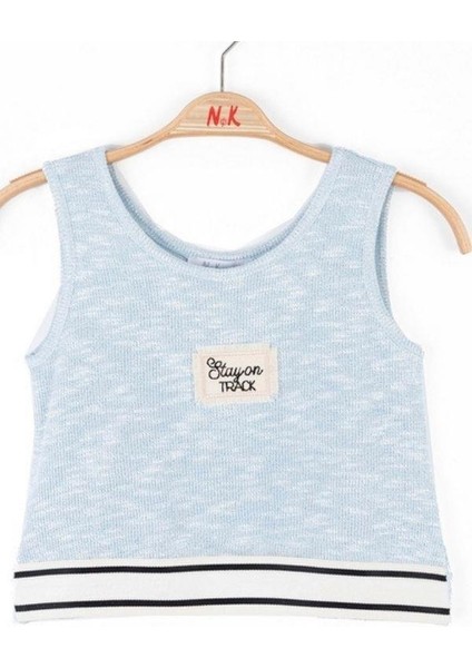 Kız Çocuk Simli Triko Kumaş Crop Bluz