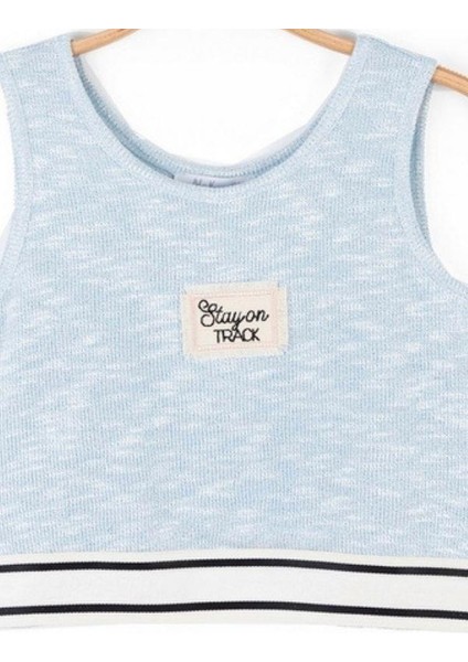 Kız Çocuk Simli Triko Kumaş Crop Bluz
