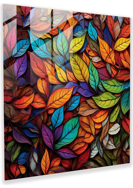 Sonbahar Mozaik Cam Baskı - Sonbahar, Sonbahar, Vitraydan Esinlenen Sanat Eseri, Cam Duvar Sanatı, 30X30