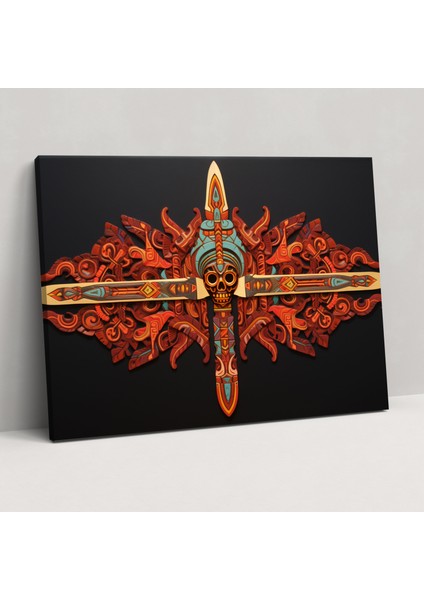 Antik Silahlar Kanvas Tablo - Aztek Macuahuitl Duvar Tablosu - Antik Silahlar, Kanvas Tablo, Akrilik Tablo, Duvar Sanatı, 50X30