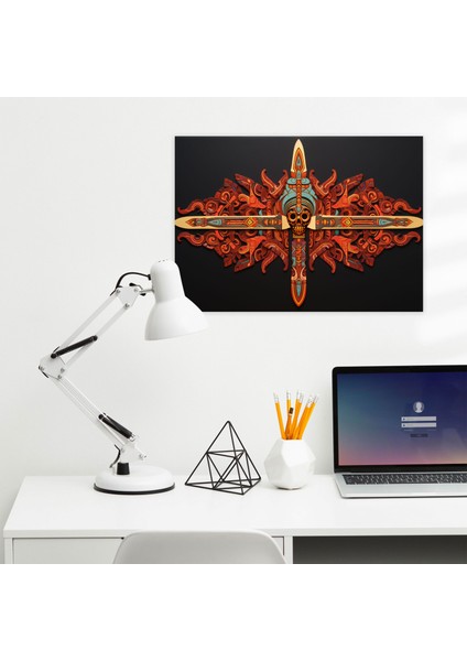 Antik Silahlar Kanvas Tablo - Aztek Macuahuitl Duvar Tablosu - Antik Silahlar, Kanvas Tablo, Akrilik Tablo, Duvar Sanatı, 50X30 modelleri