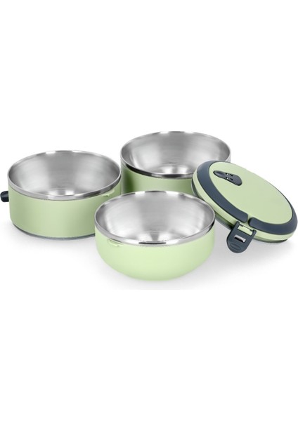 2 Katlı Termoslu Sızdırmaz Sefer Tası Saklama Kabı Yeşil fırsatları