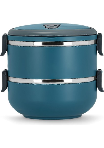 2 Katlı Sefer Tası Yemek Termosu Saklama Kabı Antrasit Mavi