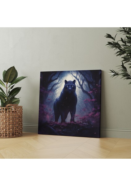 Kara Panter Duvar Dekorasyonu - Kara Panter, Mehtaplı Orman, Duvar Sanatı, Kanvas Tablo, 30X30 fiyatları