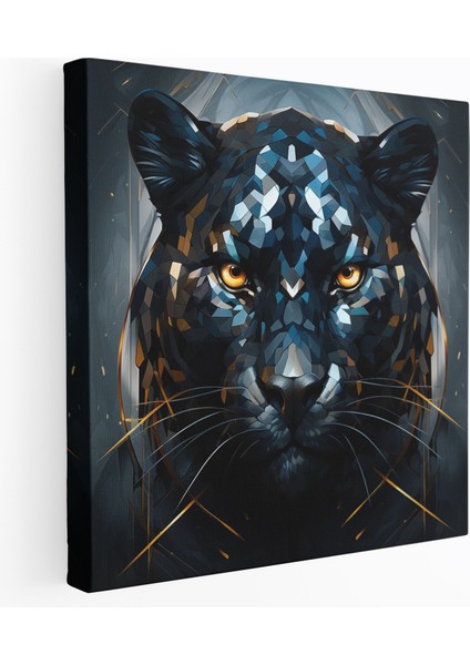 Kara Panter Kanvas Tablo - Kara Panter, Güç, Geometrik Şekiller, Kanvas Tablo, 30X30