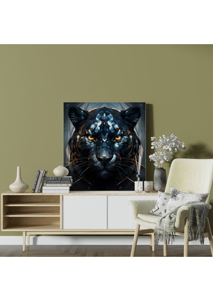 Kara Panter Kanvas Tablo - Kara Panter, Güç, Geometrik Şekiller, Kanvas Tablo, 30X30 fiyatları