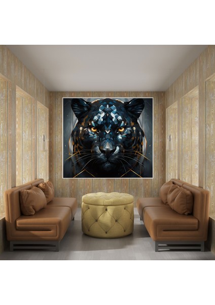 Kara Panter Kanvas Tablo - Kara Panter, Güç, Geometrik Şekiller, Kanvas Tablo, 30X30 modelleri
