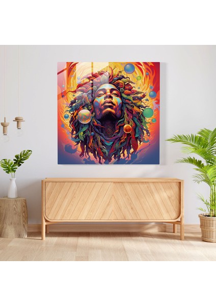 Bob Marley Cam Baskı - Psychedelic Kaleydoskop - Bob Marley, Bob Marley, Duvar Dekorasyonu, Cam Sanatı, 30X30 fiyatları