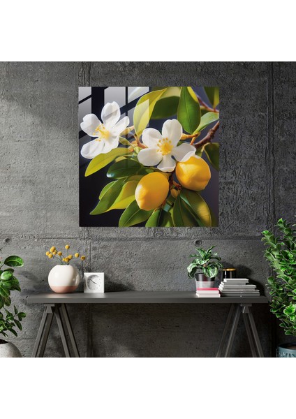 Doğanın Limon Ağacı Cam Baskı - Limon Ağacı, Limon Ağacı, Güzellik, Yakın Çekim, 30X30