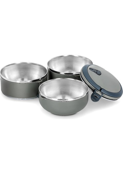 2 Katlı Termoslu Sızdırmaz Sefer Tası Saklama Kabı Gri fırsatları