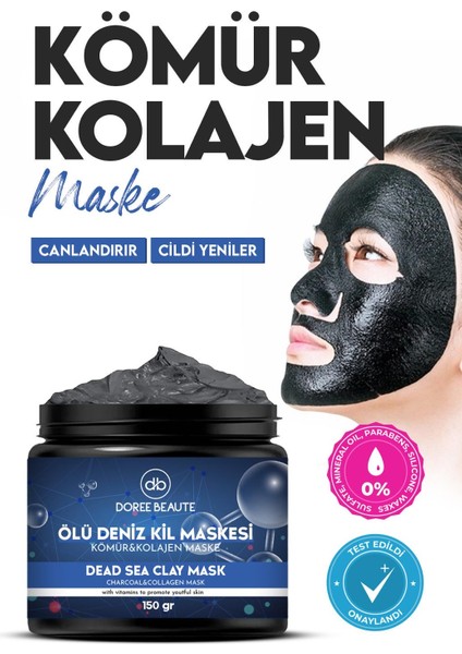 DOREE BEAUTE Collagen Karma Yağlı & Siyah Nokta Akne Karşıtı Kömür Kil Maskesi 150 ml