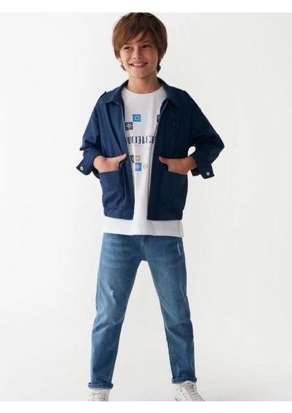 Çocuk Pamuklu Mevsimlik Cepli Ceket