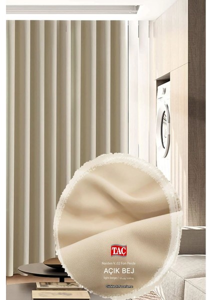 Rech Home Taç Bej Fon Perde Pilesiz - Narden Soft Fon Perde V02
