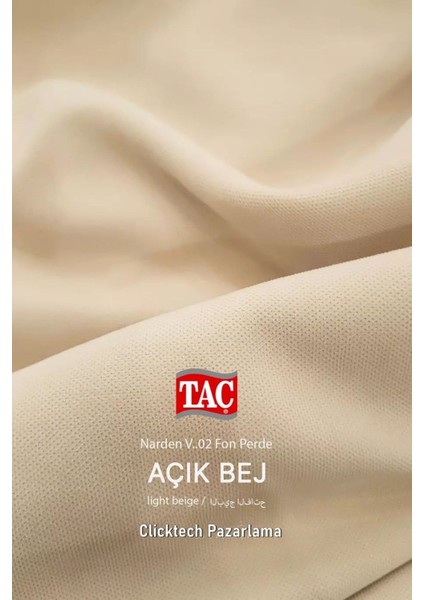Rech Home Taç Bej Fon Perde Pilesiz - Narden Soft Fon Perde V02