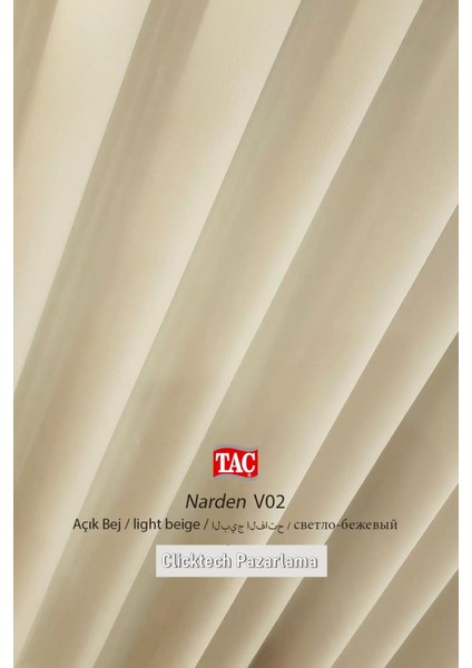 Rech Home Taç Bej Fon Perde Pilesiz - Narden Soft Fon Perde V02