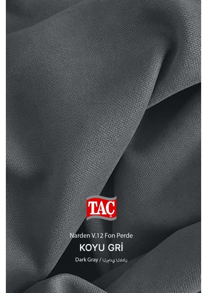 Rech Home Taç Koyu Gri Fon Perde Pilesiz - Narden Soft Fon Perde V12