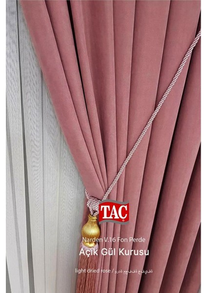 Rech Home Taç Gül Kurusu Fon Perde Pilesiz - Narden Soft Fon Perde V16