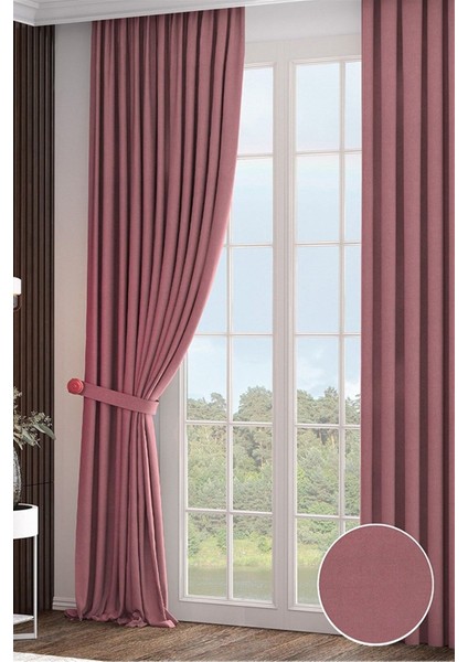 Rech Home Taç Gül Kurusu Fon Perde Pilesiz - Narden Soft Fon Perde V16