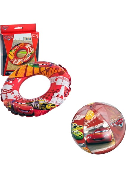 Cars Arabalar Şişme Can Simidi ve Deniz Topu Seti - 50 cm Mondo Disney Pixar Cars Swim Ring + Ball
