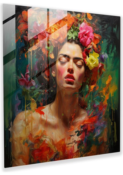 Duygusal Otoportre Cam Baskı - Frida Kahlo'dan Esinlendi - Frida Kahlo, Duvar Dekorasyonu, Iç Mücadeleler, Modern Sanat, 30X30