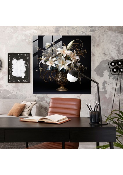 Zarif Cam Baskı - Art Nouveau'dan Esinlenen, Karmaşık Desenli Buket, 30X30 fiyatları