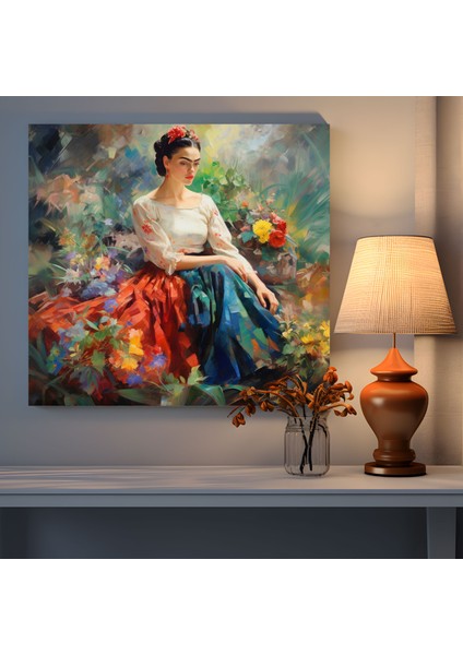 Frida Kahlo Empresyonist Kanvas Tablo - Frida Kahlo, Fırça Darbeleri, Duygu, 30X30 modelleri