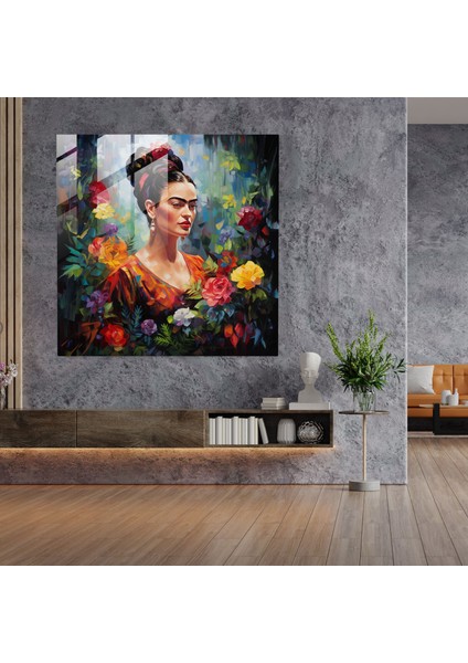 Frida Kahlo Cam Baskı - Frida Kahlo, Cam Duvar Sanatı, Modern Sanat, Cam Sanatı, 30X30 modelleri