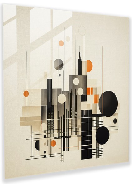 Şık Cam Baskı: Minimalist Geometrik Metropolis Cam Duvar Sanatı, 30X30
