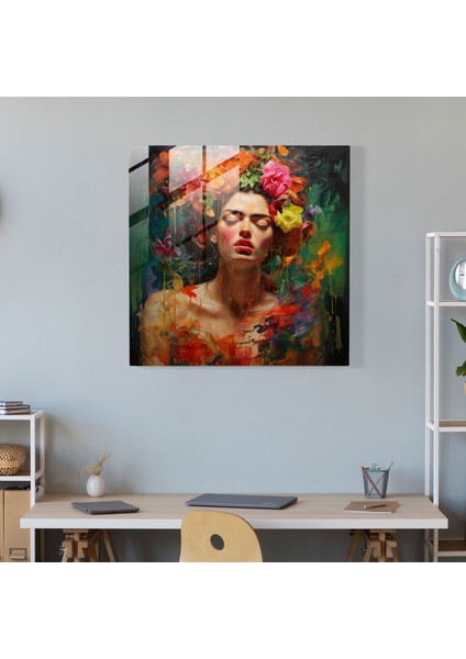 Duygusal Otoportre Cam Baskı - Frida Kahlo'dan Esinlendi - Frida Kahlo, Duvar Dekorasyonu, Iç Mücadeleler, Modern Sanat, 30X30 modelleri