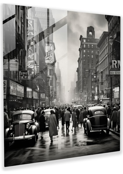 Vintage Şehir Sokak Fotoğrafçılığı Cam Baskı Sanatı, 30X30