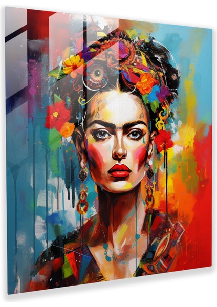 Soyut Duygular Cam Baskı - Frida Kahlo Teması - Frida Kahlo, Cam Duvar Sanatı, Renkler, Yorumlama, 30X30